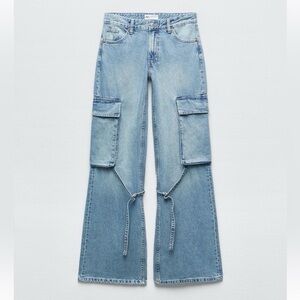 Zara TRF BELT LOOP CARGO JEANS - Size 0